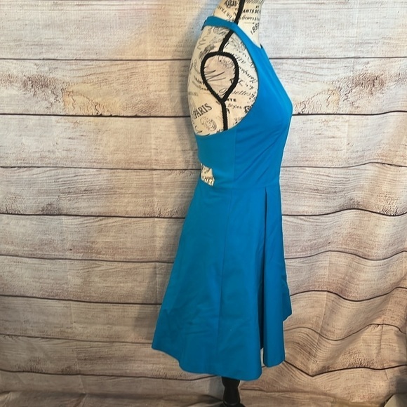 Alice + Olivia Christie Dress Fit n Flare Caged T-back Strap Exposed Zipper 2 - Picture 4 of 11